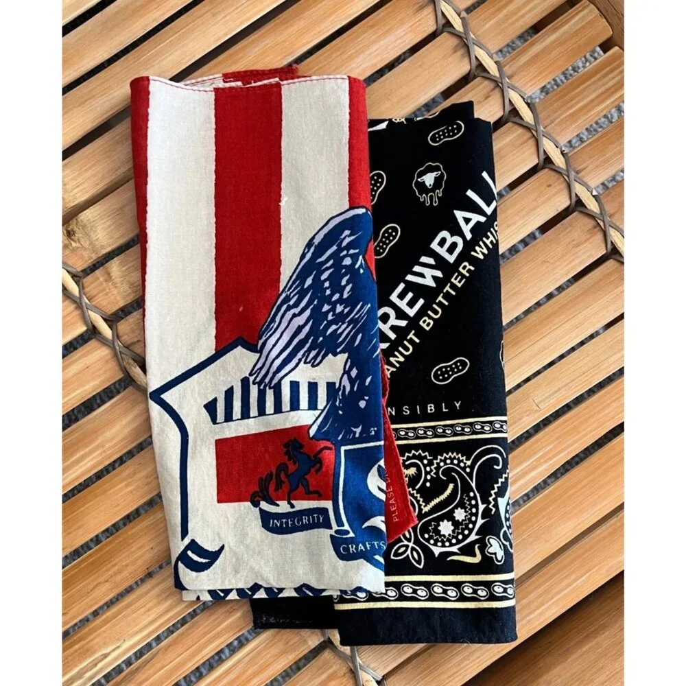 2 bandanas, Seagrams Vodka  & Skewball Whiskey